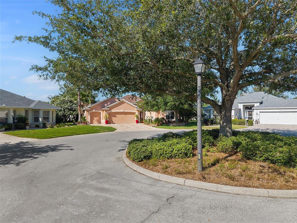 A street view shows houses with driveways and a large tree in a suburban neighborhood — 2252 CENTRAL STREET, THE VILLAGES, FL