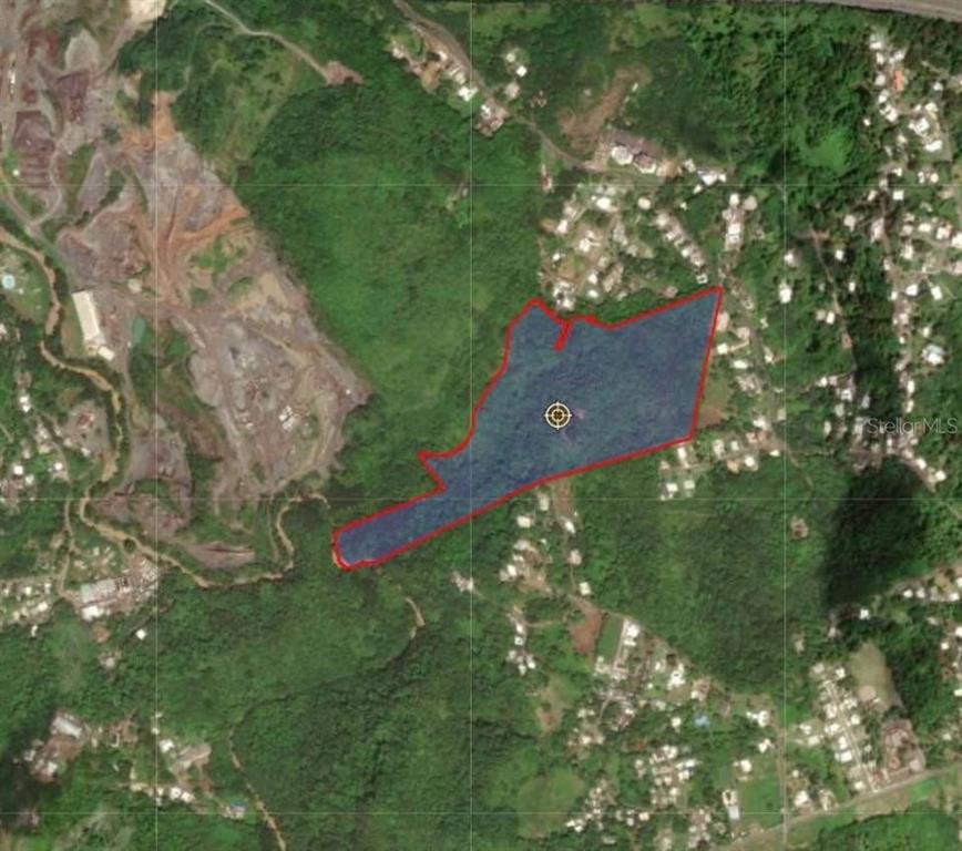 An aerial map view shows a plot of land outlined in red near a quarry — Rd. 859 Km. 1.5 BO. SANTA CRUZ, CAROLINA, PR