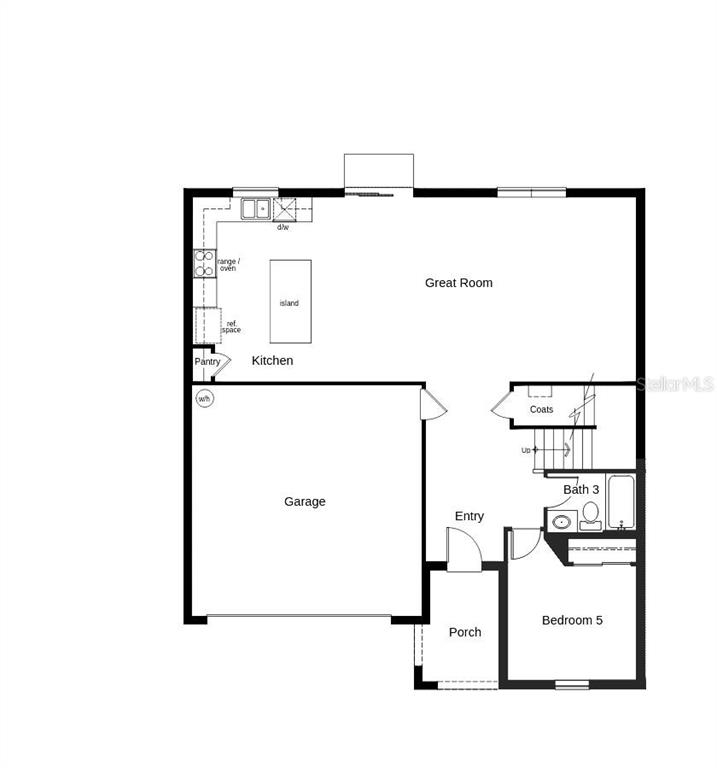 This is a floor plan of a home's first level featuring a garage and kitchen — 3303 CANBERRA PLACE, PALMETTO, FL