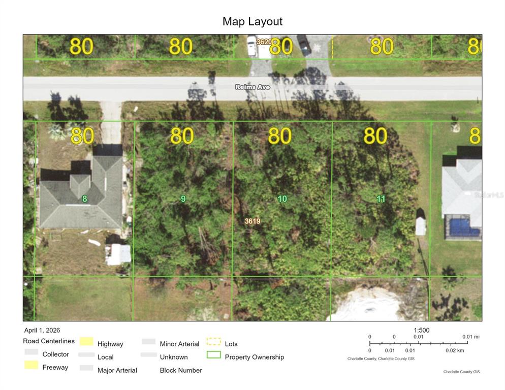 This is a map layout showing residential lots along Reims Ave with property dimensions — 10421 REIMS AVENUE, ENGLEWOOD, FL