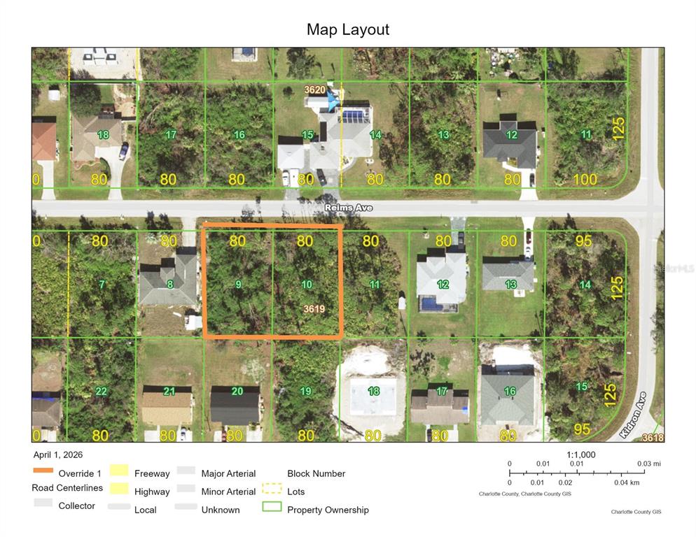 This is a map layout showing residential lots and property boundaries along Reims Avenue — 10421 REIMS AVENUE, ENGLEWOOD, FL