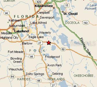 This is a map showing the location of a property in central Florida — RIVER RANCH ACRES, FROSTPROOF, FL