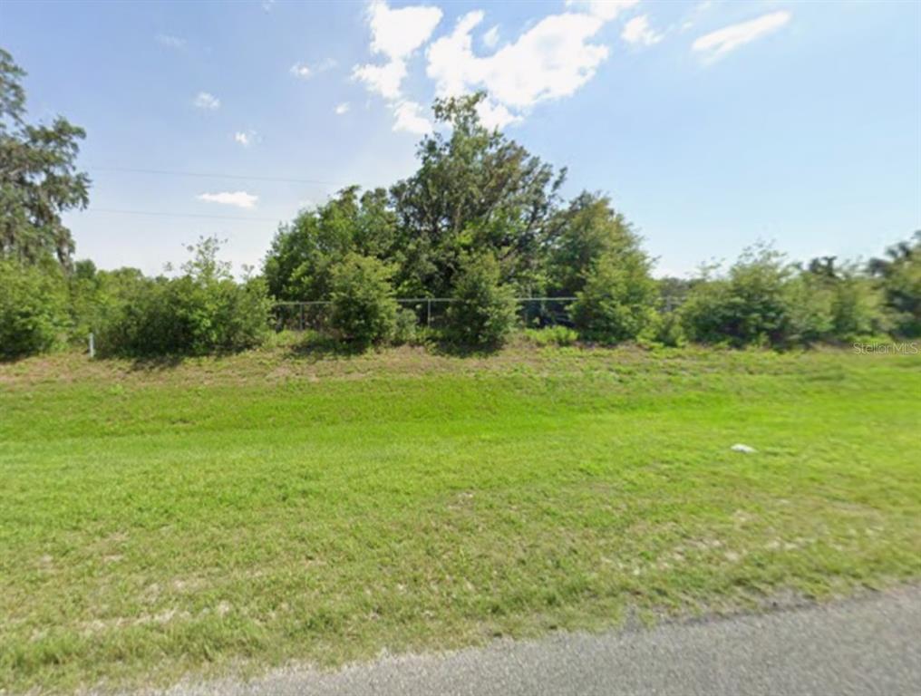 A large, grassy, open field is bordered by a chain-link fence and mature trees — 27360 CORTEZ BOULEVARD, BROOKSVILLE, FL