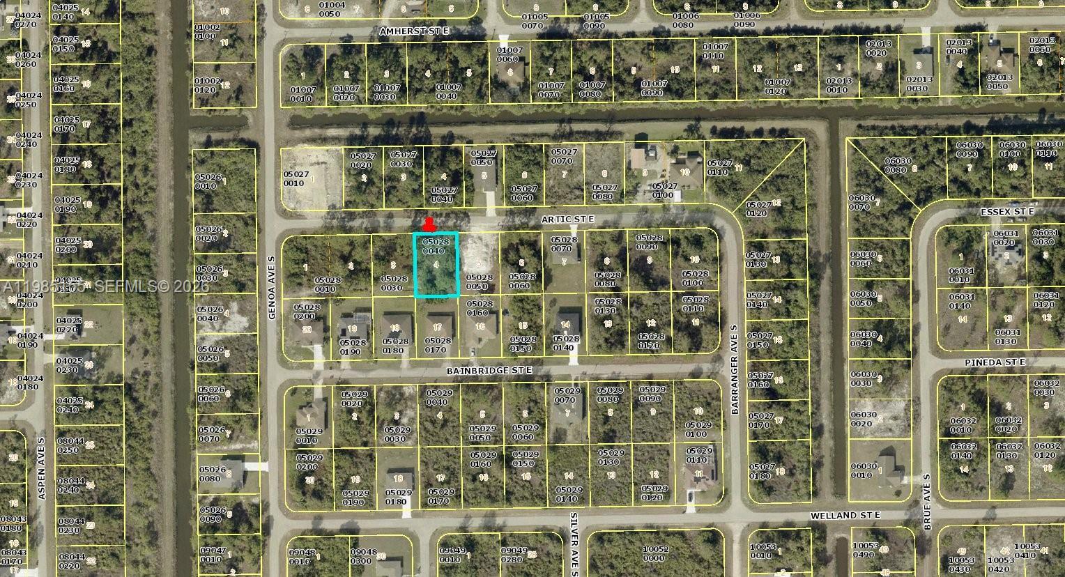 This is a property tax map showing residential lots and street layouts — 1110 Artic St E, Lehigh Acres FL 33974, LEHIGH ACRES, FL