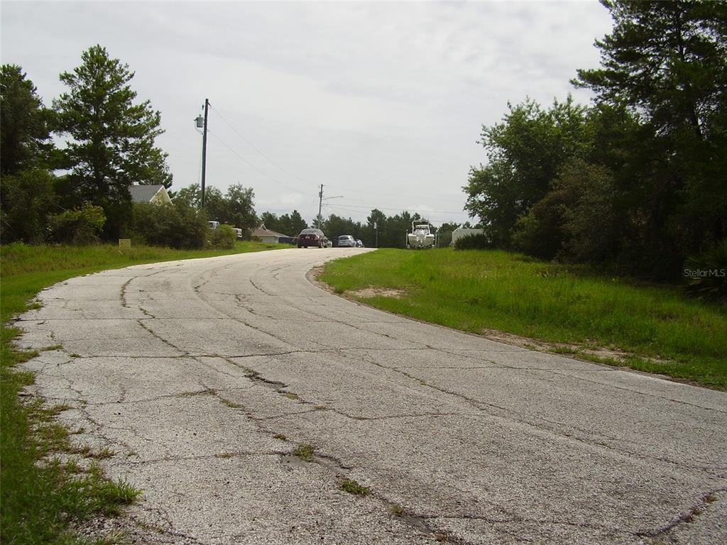 A paved road curves through a grassy, wooded residential area under a cloudy sky — 1457 KISSIMMEE WAY, KISSIMMEE, FL