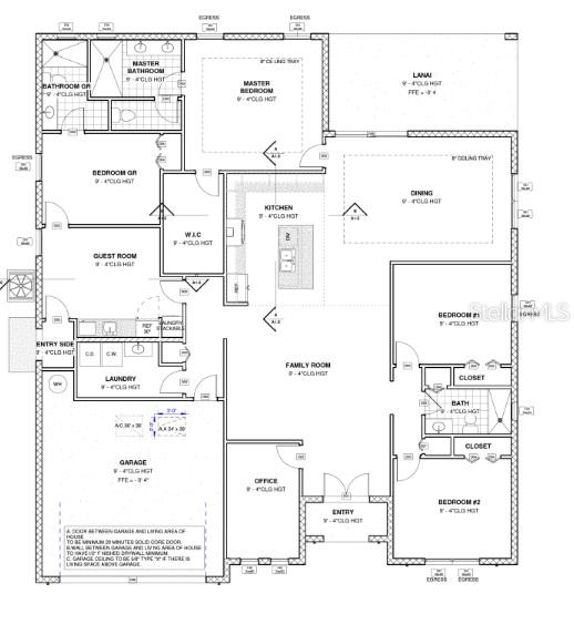 This is a floor plan for a single-story residential home with four bedrooms and a garage — 1274 RONALD STREET, NORTH PORT, FL