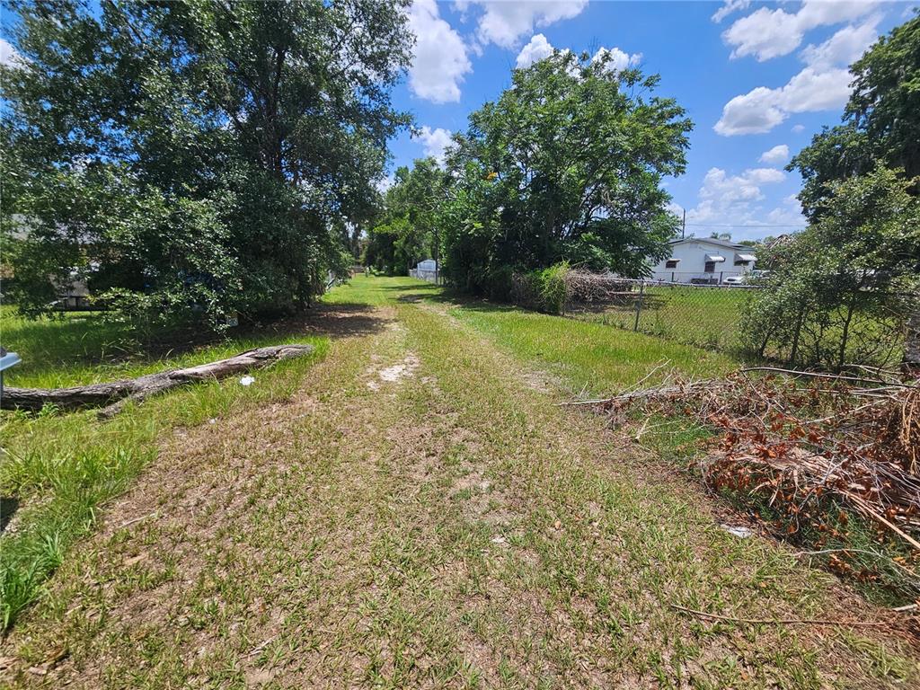 A grassy, tree-lined vacant lot features a fallen log and a chain-link fence — 0 DELMAR STREET, DADE CITY, FL