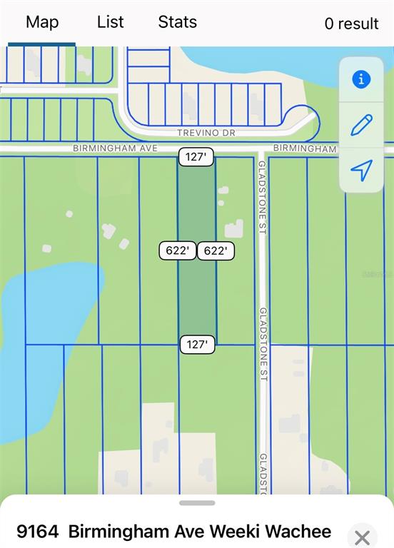 This is a map showing the rectangular property boundaries and dimensions of a vacant lot — 9164 BIRMINGHAM AVENUE, WEEKI WACHEE, FL