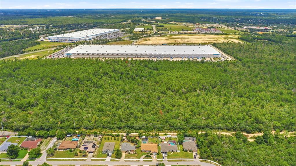 An aerial view shows a rectangular plot of land outlined in white amidst a wooded area — WOLVERINE (PAPER) AVENUE, DELTONA, FL