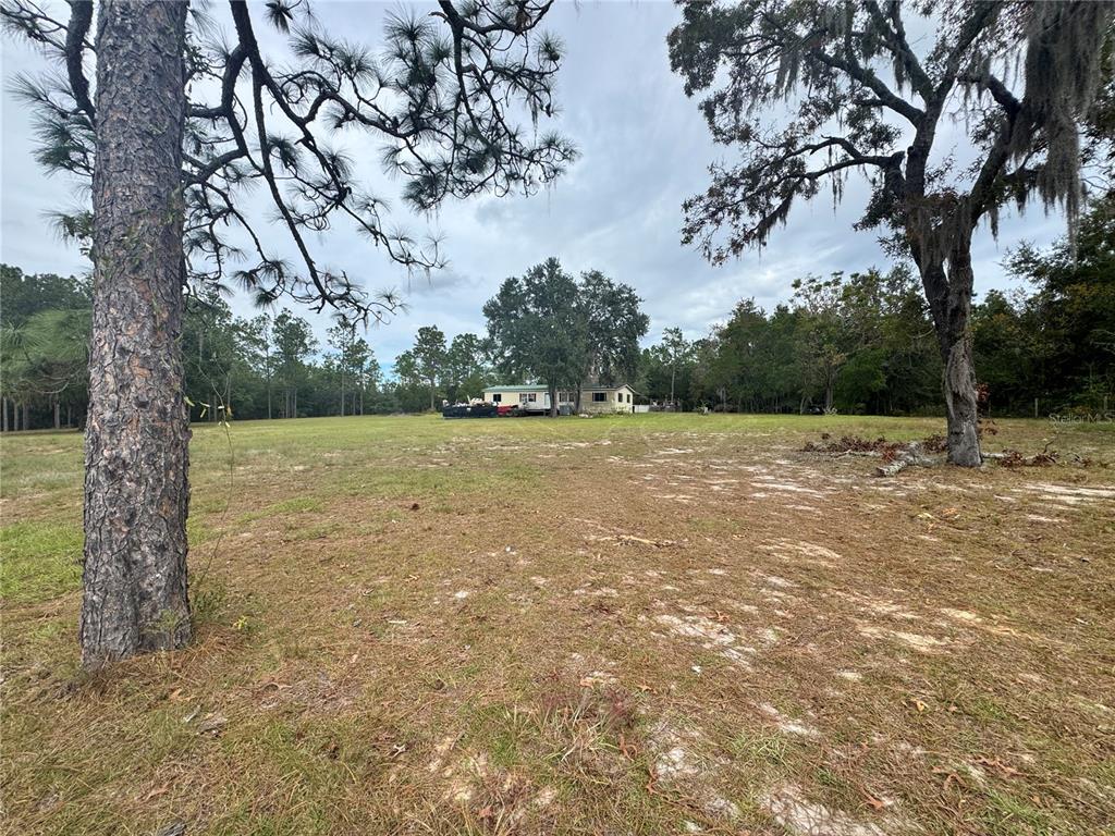 A single-story house with light-colored siding sits on a large, grassy lot with trees — 4551 NE 132ND COURT, WILLISTON, FL