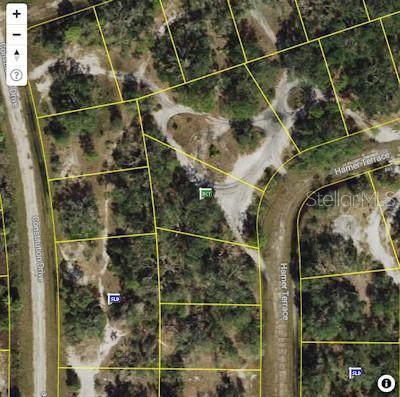 This is a satellite map showing several vacant residential lots near Hamer Terrace and Constitution Drive — HAMER TERRACE Lot 25, NORTH PORT, FL