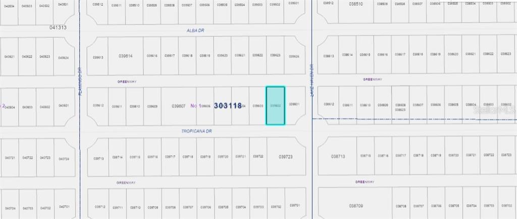 This is a plat map showing a highlighted parcel of land within a residential neighborhood — 604 TROPICANA DRIVE, INDIAN LAKE ESTATES, FL