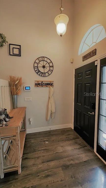 An entryway features a wooden console table, a wall clock, a coat rack, and a door — 254 BRIDGE CREEK BOULEVARD, OCOEE, FL