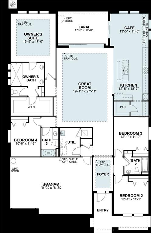 This floor plan shows a single-story home layout with four bedrooms, a garage, and lanai — 34502 ALGER POINT, ZEPHYRHILLS, FL