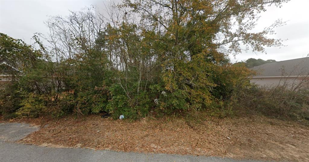 A vacant, wooded residential lot sits between two existing houses on a paved street — 2160 NINA STREET, NAVARRE, FL