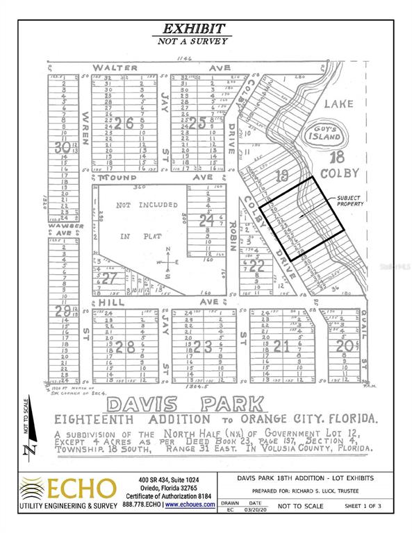 This is a subdivision plat map showing lot layouts in Davis Park, Orange City, Florida — COLBY (PAPER) DRIVE, DELTONA, FL