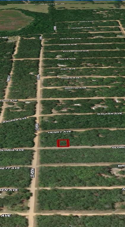 This is an aerial map showing a rectangular lot highlighted in red — LOT 20 GLORIA AVENUE, INTERLACHEN, FL