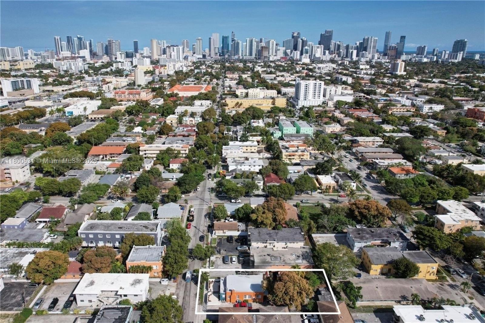 An aerial view shows a residential property outlined in white within a dense urban neighborhood — 1436 SW 3rd St, Miami FL 33135, MIAMI, FL