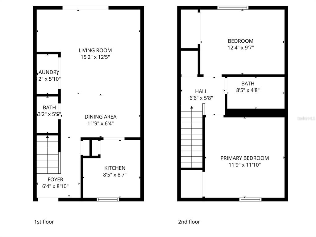This is a two-story floor plan showing the layout of a home's rooms — 13706 ORANGE SUNSET DRIVE UNIT 53G, TAMPA, FL