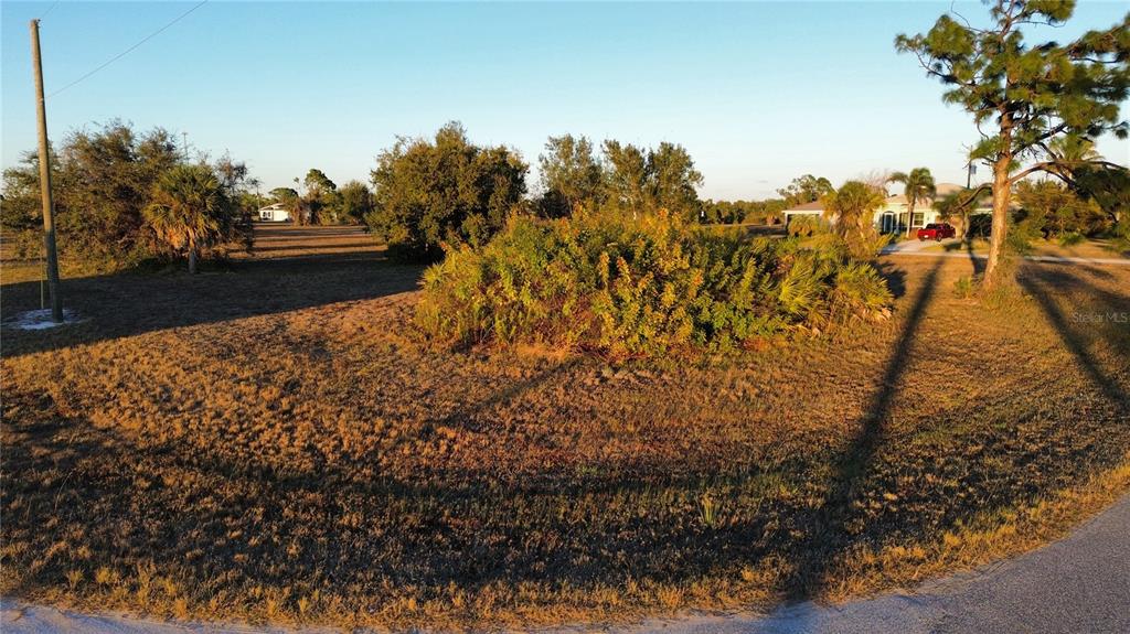 A vacant, grassy lot features a large central bush and scattered trees under a clear sky — 19 REEF COURT, PLACIDA, FL