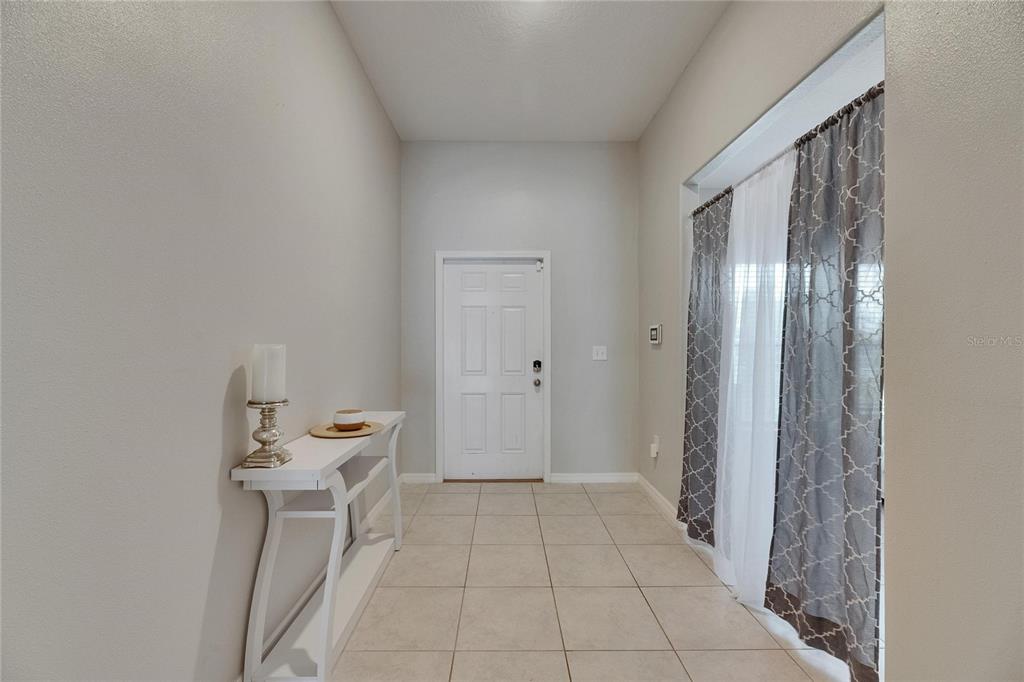 An entryway features tile flooring, a white console table, and a white front door — 5521 OLANO STREET, PALMETTO, FL