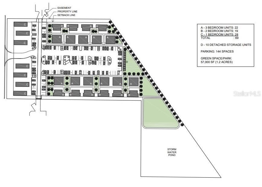This site plan rendering shows the layout of a residential complex with parking and landscaping — 0 DREXEL ROAD, LAND O LAKES, FL