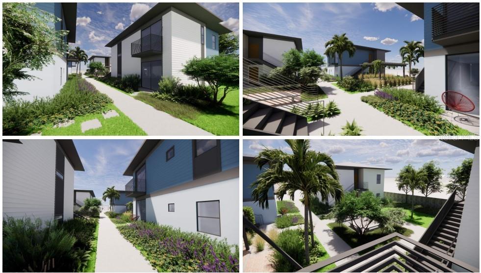 This is a rendering of a modern apartment complex with landscaped walkways and outdoor staircases — 0 DREXEL ROAD, LAND O LAKES, FL
