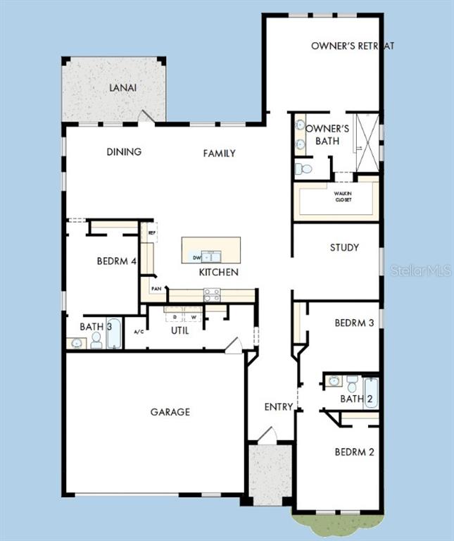 This is a floor plan for a single-story house with four bedrooms and a garage — 318 STETSON RISE COURT, PLANT CITY, FL