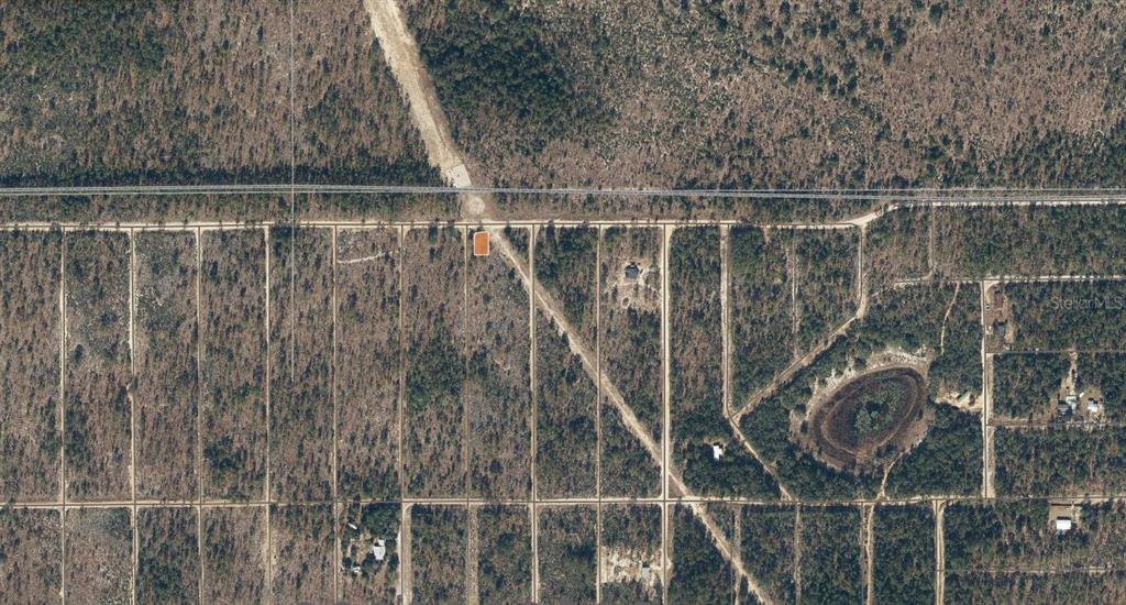 An aerial map view shows a rectangular lot highlighted in orange within a wooded area — 04-10-24-9035-0050-0020 LEMON STREET, INTERLACHEN, FL