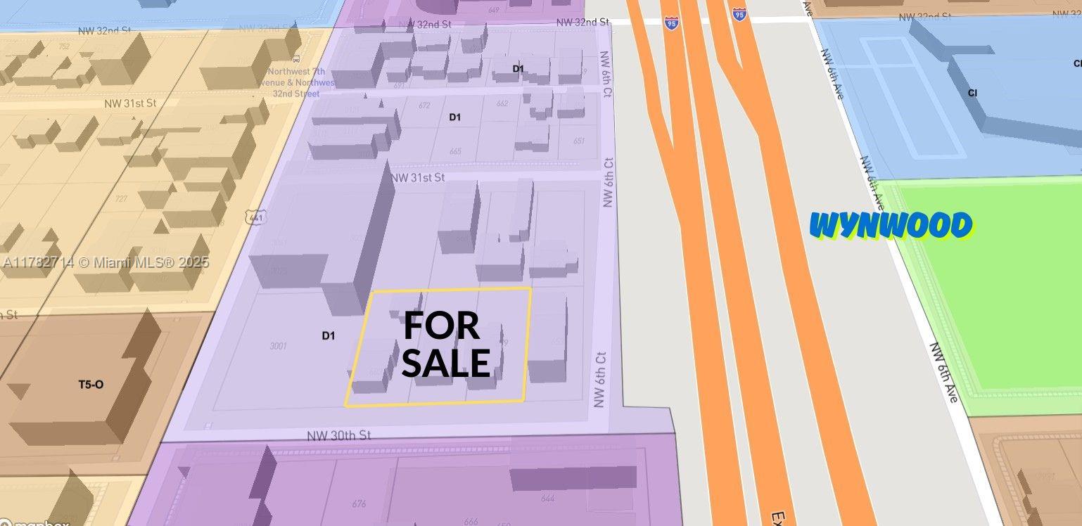 This image is a map showing a property for sale in a city neighborhood — 683 & 681 & 679 NW 30th St, Miami FL 33127, MIAMI, FL