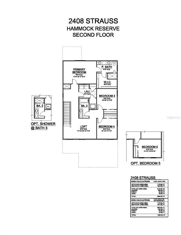 This floor plan shows the second level of a house with four bedrooms and a loft — 883 SHUMARD WAY, LADY LAKE, FL