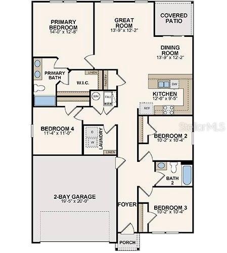 This is a floor plan for a single-story house with four bedrooms and a garage — 20133 NW 249TH STREET, HIGH SPRINGS, FL