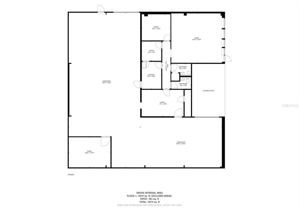 This is a floor plan showing the layout of a commercial building with multiple rooms — 109 COMMERCE STREET UNIT 109, LAKE MARY, FL