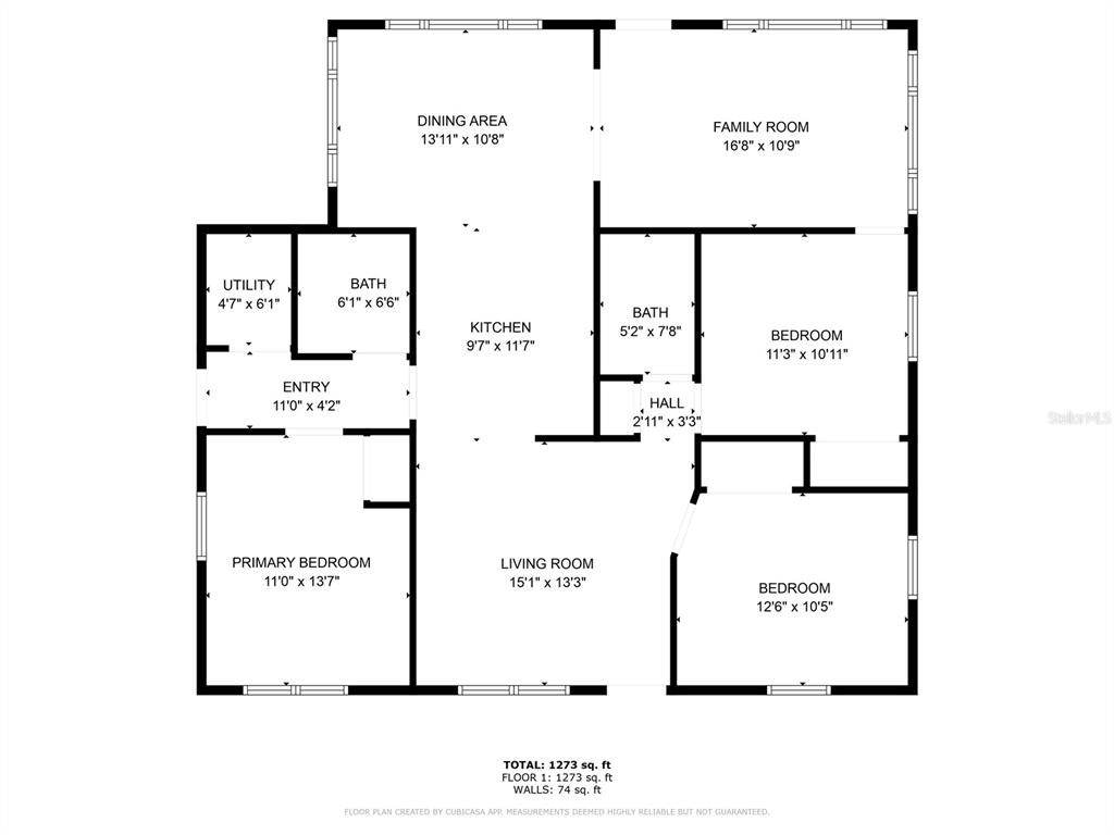 This is a floor plan for a single-story home with three bedrooms and two bathrooms — 13916 SOMMERS AVENUE, HUDSON, FL