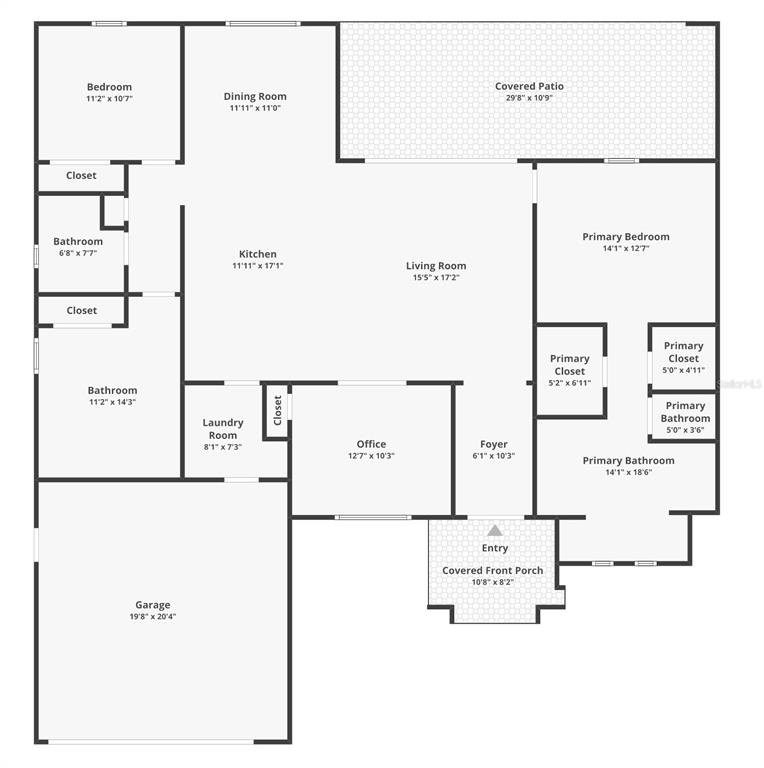 A covered patio features a dining set, ceiling fans, and a view of a swimming pool — 1226 NE 5TH PLACE, CAPE CORAL, FL