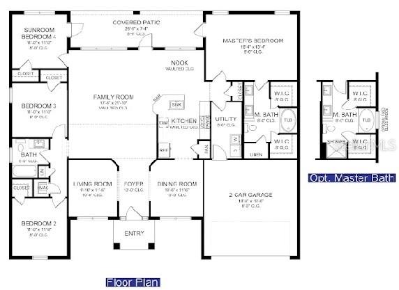 This is a floor plan for a single-story house with four bedrooms and a garage — 5916 HORNBUCKLE BLVD., NORTH PORT, FL