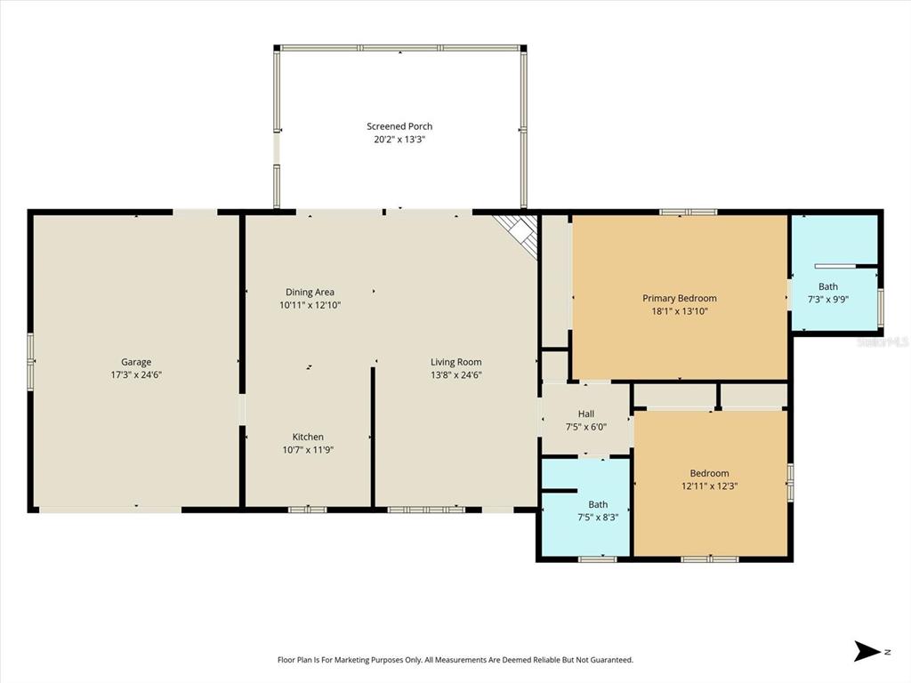This is a floor plan of a house featuring a garage, kitchen, living area, and bedrooms — 1302 SE PARADISE AVENUE, CRYSTAL RIVER, FL