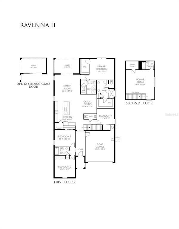 This is a floor plan for a house featuring a primary bedroom and bonus room — 16927 SQUIRREL BRANCH LANE, ALVA, FL