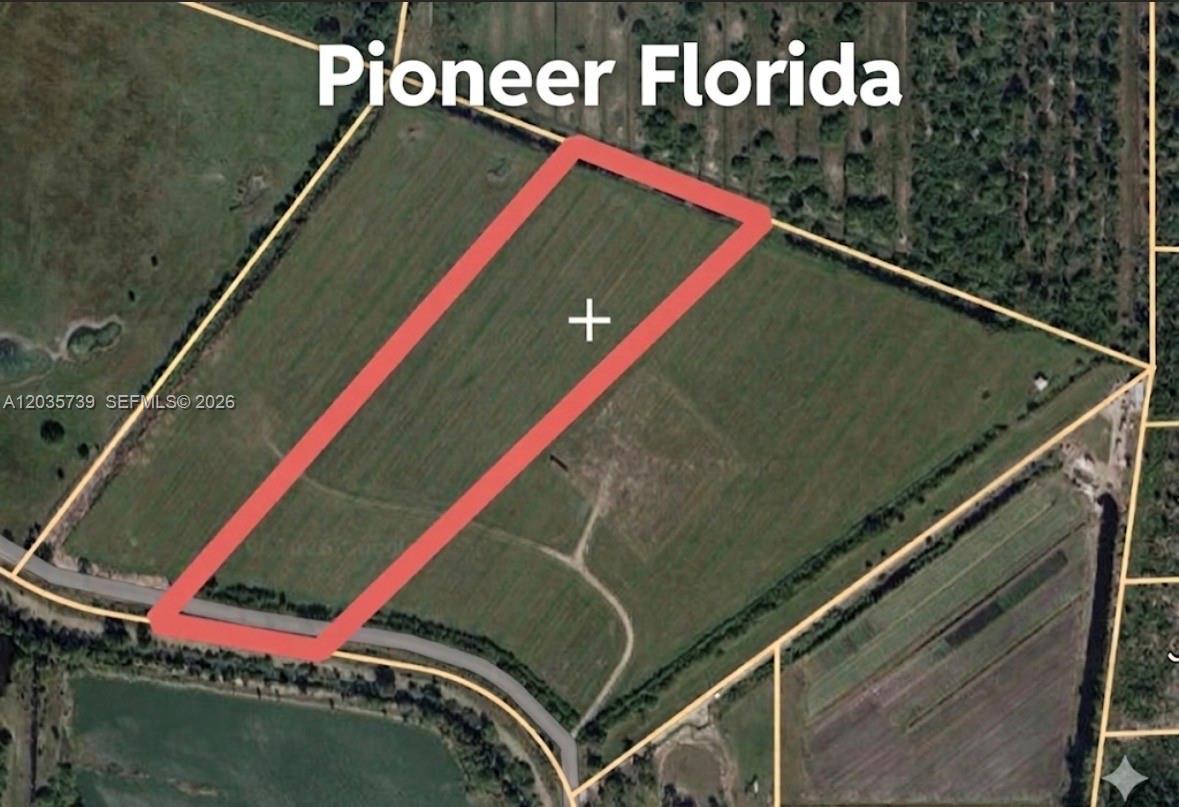 An aerial map view shows a large, rectangular plot of land outlined in red — Christopher Lane, Clewiston FL 33440, CLEWISTON, FL