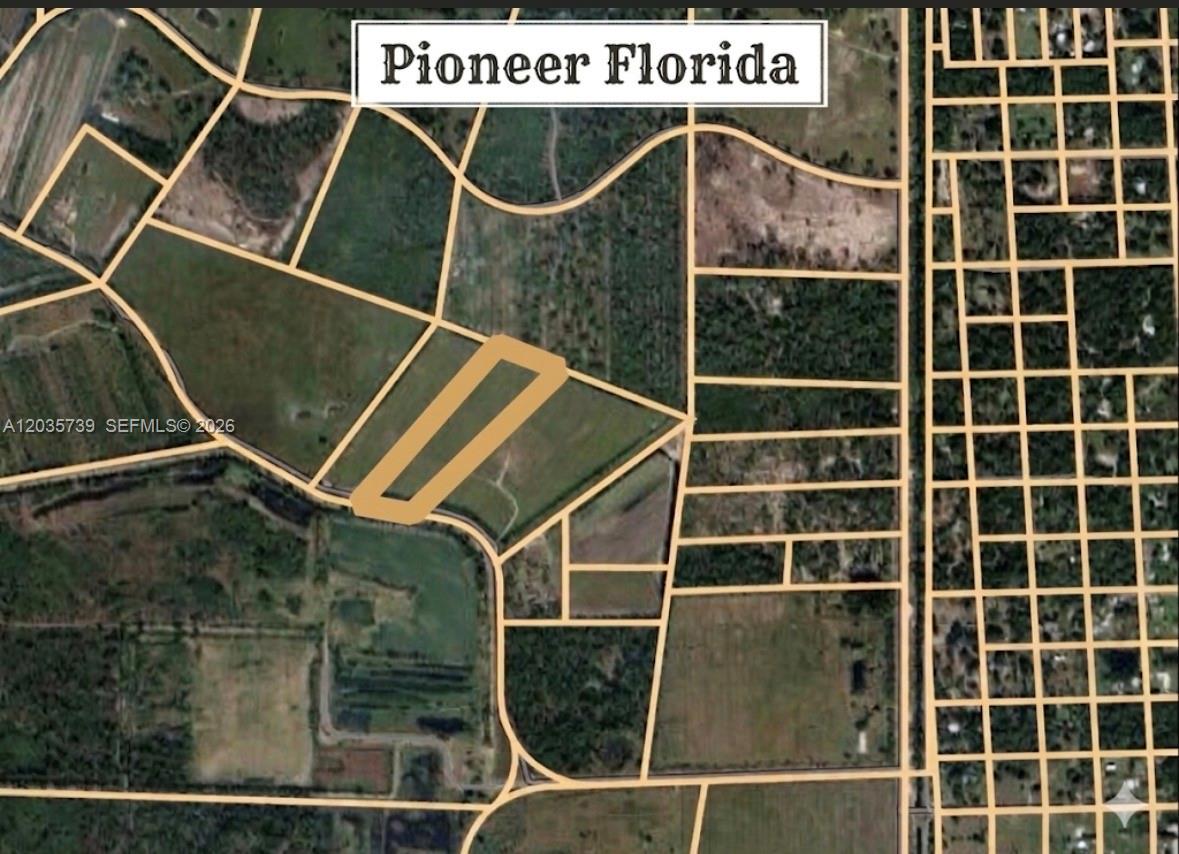 An aerial map shows a highlighted parcel of land located in Pioneer, Florida — Christopher Lane, Clewiston FL 33440, CLEWISTON, FL