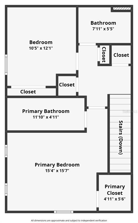 This floor plan shows the layout of an upper level with two bedrooms and two bathrooms — 4715 CHATTERTON WAY, RIVERVIEW, FL