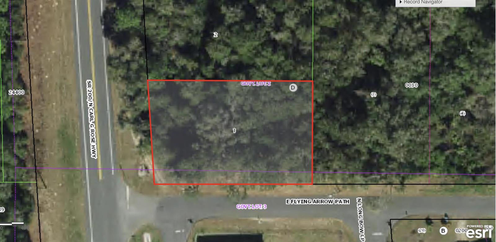 This is an aerial map showing a rectangular parcel of land bordered by roads — 4955 N Carl G Rose Highway, FL 34442, FL