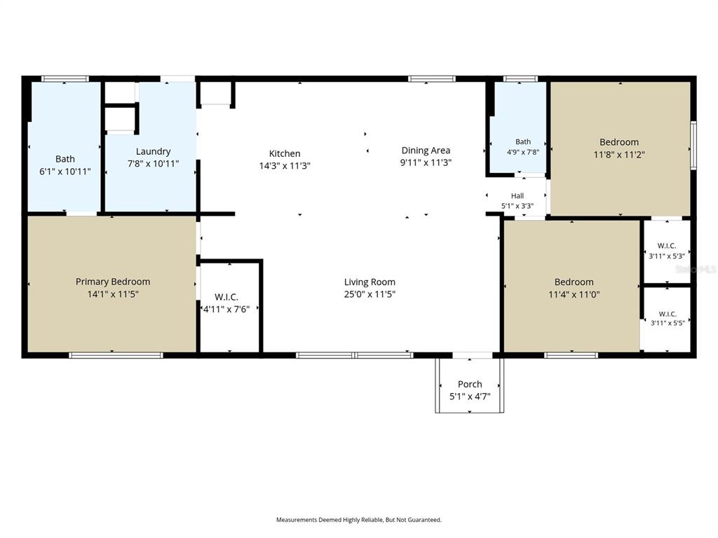 This is a floor plan showing a home with a living room, kitchen, and three bedrooms — 17721 DRAYTON STREET, SPRING HILL, FL