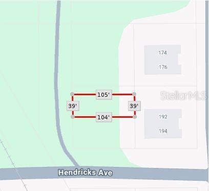 This map shows a rectangular property lot with dimensions of 39 feet by 105 feet — 00 S BAILEY AVENUE, BROOKSVILLE, FL