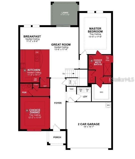 This is a floor plan of a single-story home featuring a garage, kitchen, and bedrooms — 1464 CABOT DRIVE, CLERMONT, FL