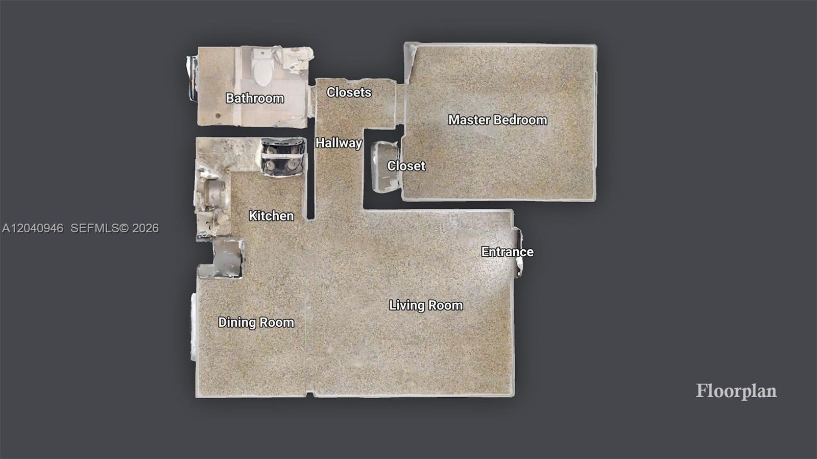 This is a floor plan showing a one-bedroom apartment with a bathroom, kitchen, and living area — 101 W 11th St # 4, Hialeah FL 33010, HIALEAH, FL