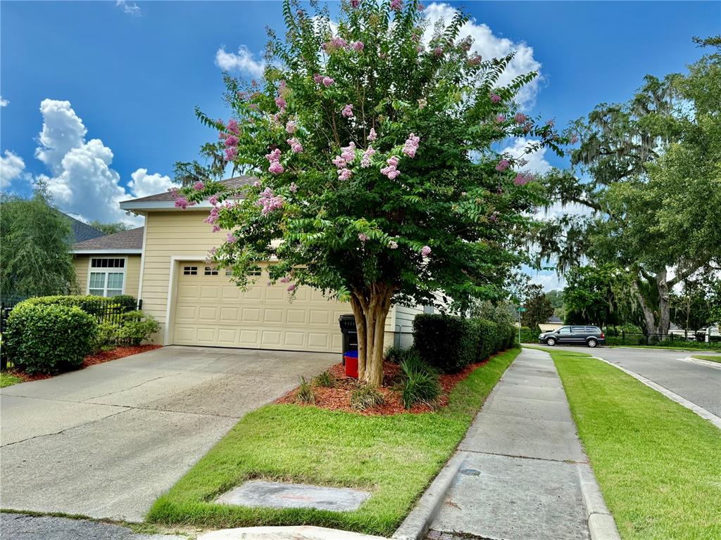 A screened-in porch features a ceiling fan, a wicker bench, and views of a yard — 7384 SW 35TH LANE, GAINESVILLE, FL