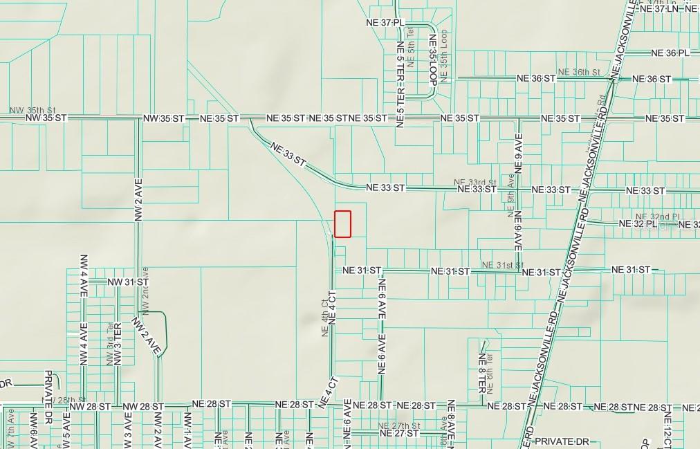 This is a map showing streets and property boundaries in a residential area — NE 4TH COURT, OCALA, FL
