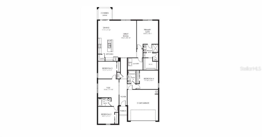 This is a floor plan for a single-story house featuring four bedrooms and a garage — 120 OUTBACK HIDEAWAY AVENUE, NOKOMIS, FL