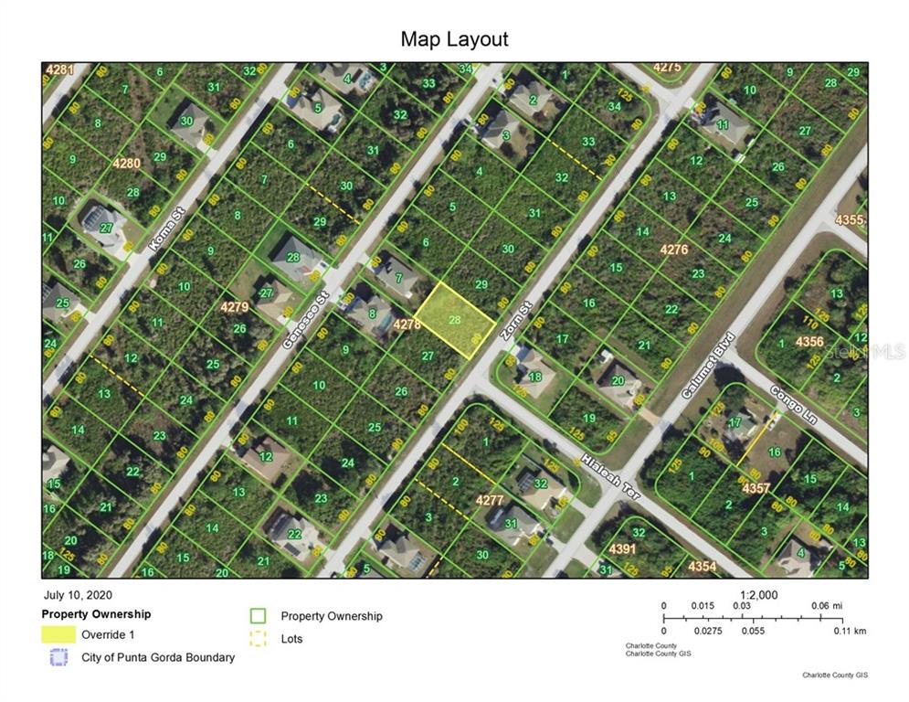This is a map showing property lots and street layouts in a residential area — 9229 ZORN STREET, PORT CHARLOTTE, FL